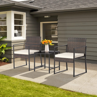Tangkula 3 Piece Patio Furniture Set, Modern Heavy Duty All Weather Cushioned Wicker Chairs and Coffee Table Set