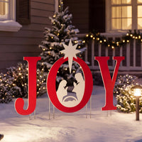 Tangkula 3 Pieces Outdoor Christmas Joy Nativity Yard Signs Decoration Set