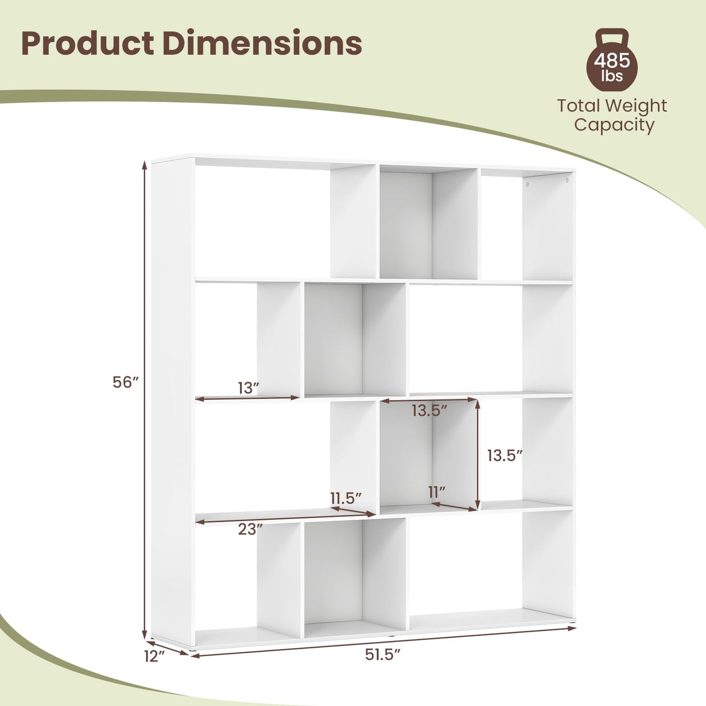 Tangkula 12 Cube Bookshelf 4-Tier Freestanding Storage Organizer Bookcase
