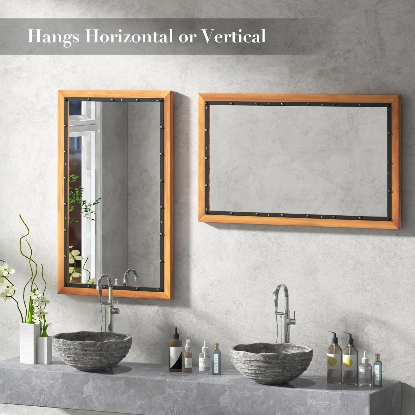 Tangkula 22" x 36" Inch Farmhouse Wall Mirror