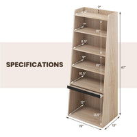 Tangkula 6 Tier Bookcase, Modern Bookshelf w/ 2 Adjustable Shelves & Flip-up Door, Wood Storage Cabinet with 5 Open Shelves