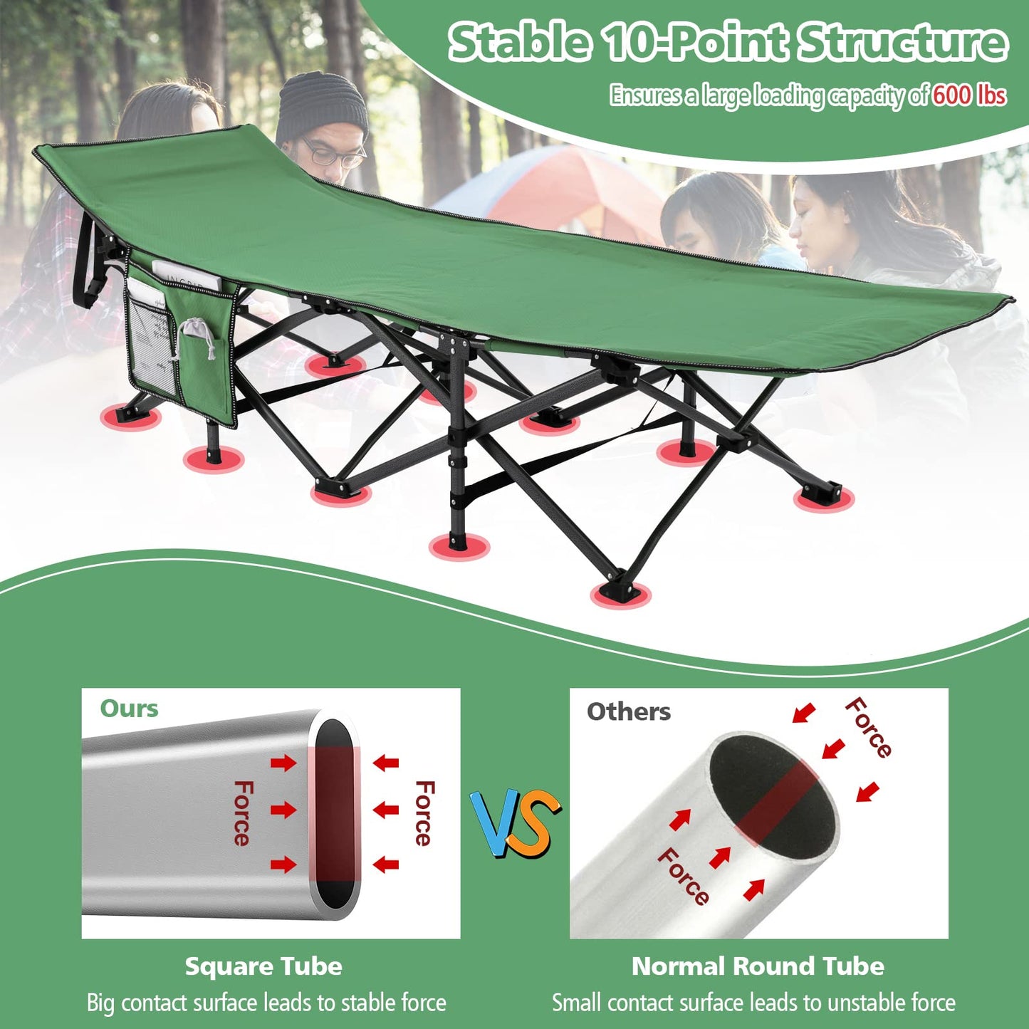Tangkula Foldable Camping Cot, Portable Sleeping Cot with Carrying Bag