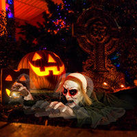 Tangkula Halloween Animated Zombie Groundbreaker, Voice Activated Climbing Zombie with Light up Eyes & Creepy Sound