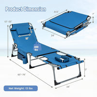 Tangkula Tanning Chair, Outdoor Folding Beach Lounge Chair with Face Hole
