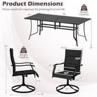 Tangkula 76” Rectangular Patio Table with Umbrella Hole and 8 Swivel Chairs with Heavy-Duty Metal Frame
