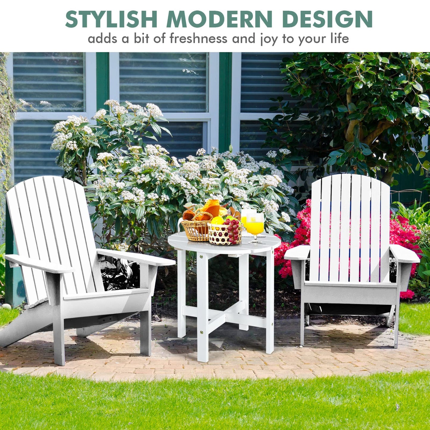 Round Outdoor Side Table, 18 Inch, for Lawn Garden Balcony Backyard Living Room