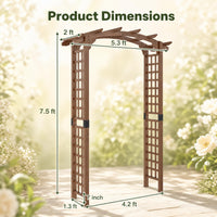 Tangkula 90" Wood Garden Arch Trellis for Backyard Lawn Patio Garden Entrance