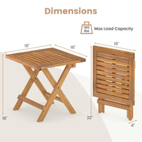 Tangkula Table d'appoint pliable d'extérieur en bois d'acacia avec pieds en X et plateau à lattes