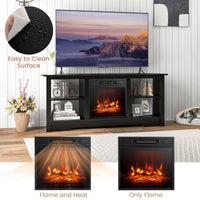 Tangkula 58” Fireplace TV Stand Home Entertainment Center with 18” 1400W Electric Fireplace