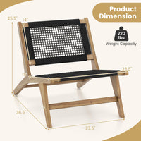 Tangkula Mid Century Modern Accent Chair with Ottoman, Farmhouse Handwoven Cordage Living Room Chair
