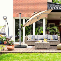 Tangkula 10 FT LED Cantilever Offset Hanging Patio Umbrella
