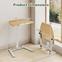 Tangkula Mobile Overbed Bedside Table with Wheels for Home