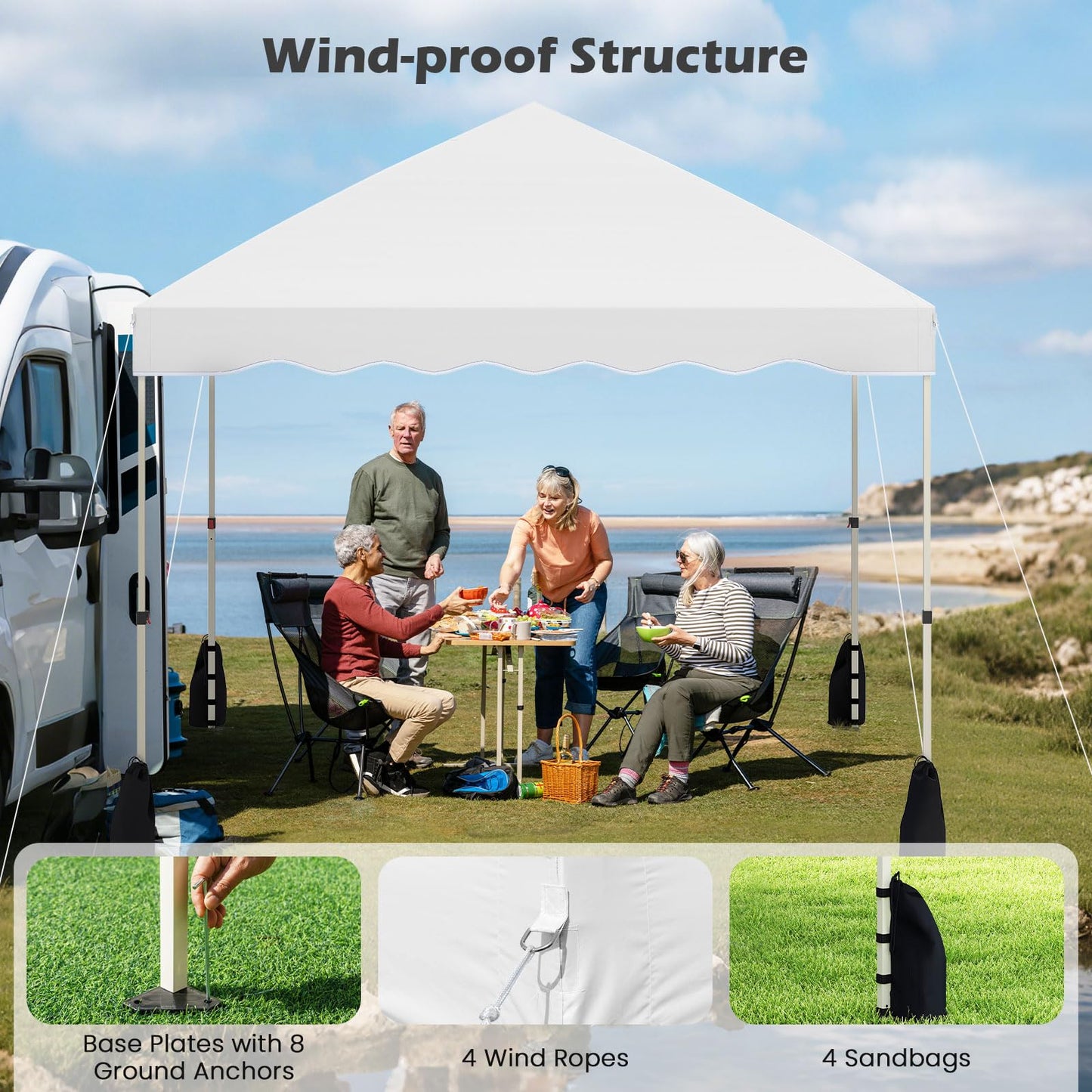 Tangkula 10x10 FT Pop Up Canopy UPF50+ Easy Set up Instant Tent with Wheeled Bag