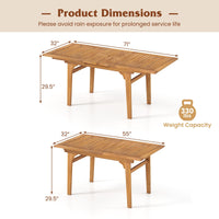 Tangkula Acacia Wood Patio Expandable Dining Table
