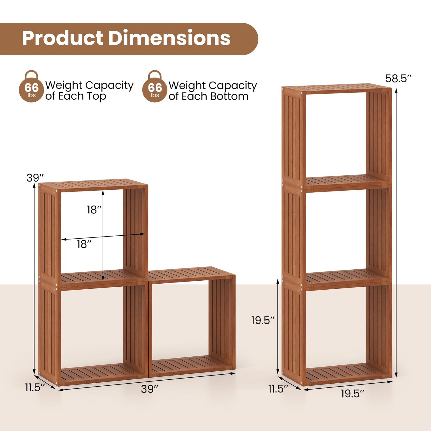 Tangkula 3/6 Cube Storage Organizers Stackable Bookcase Shelves(1/2)