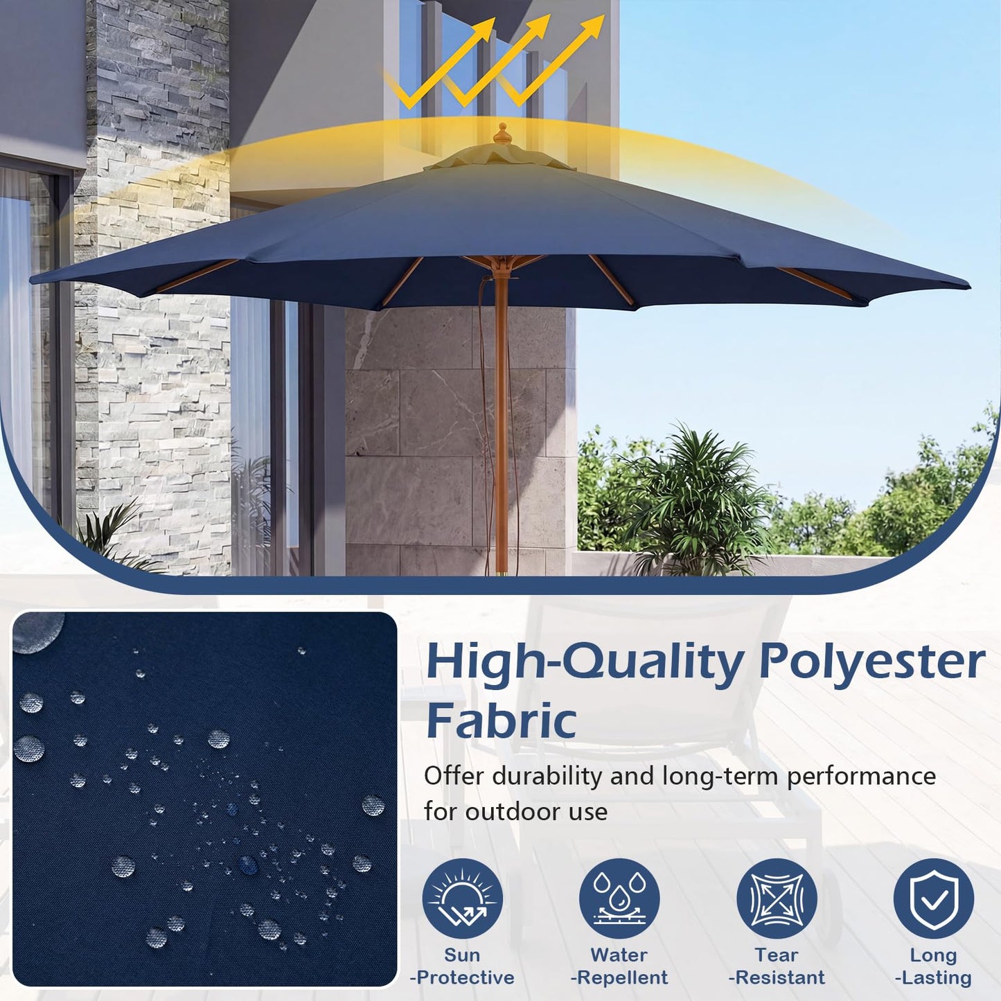 Tangkula 9 FT Patio Umbrella Outdoor Table Market Umbrella