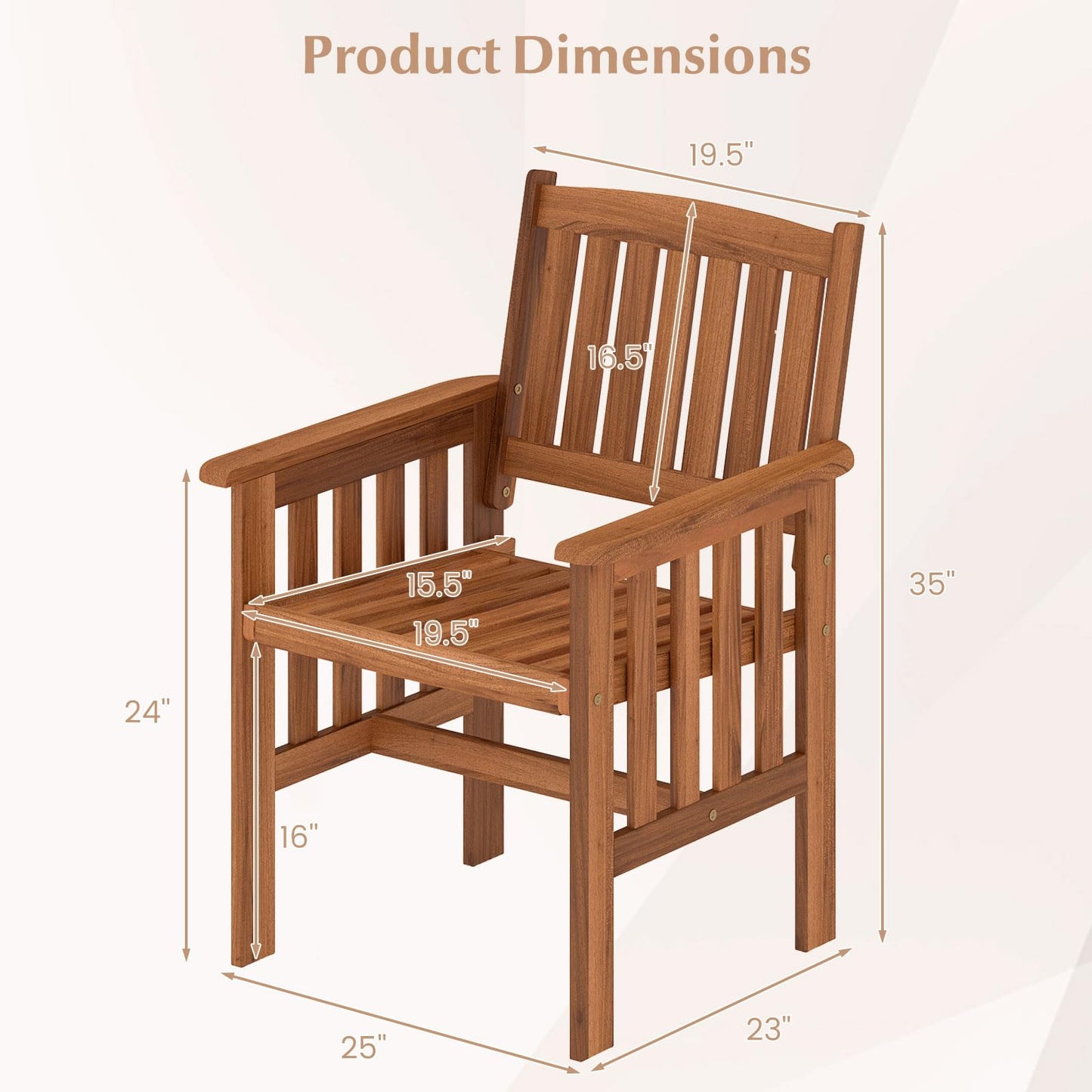 Tangkula Chaises de Salle à Manger en Bois pour Patio, Lot de 2/4
