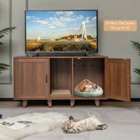 Tangkula Double Cat Litter Box Enclosure for 2 Cats, Large Stackable Hidden Privacy Cat Washroom Cabinet with Scratching Board