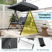Tangkula 3 Person Porch Swing Outdoor Swing with Adjustable Canopy