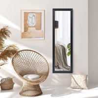 Tangkula Miroir de porte pleine longueur, miroir mural, 47,5 x 14,5 pouces, miroir à suspendre (noir et blanc)