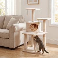 Tangkula Corner Cat Tree with Top Perches & Cozy Condo