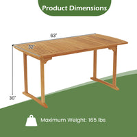 Tangkula 63 inch Outdoor Dining Table w/Umbrella Hole