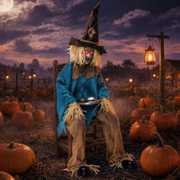 Tangkula 5.2 FT Animated Halloween Sitting Scary Scarecrow Decoration