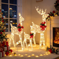 Tangkula 3 PCS Christmas Lighted Reindeer Family Set