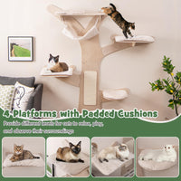 Meuble Arbre à Chat Mural Tangkula avec 4 Plateformes Rembourrées