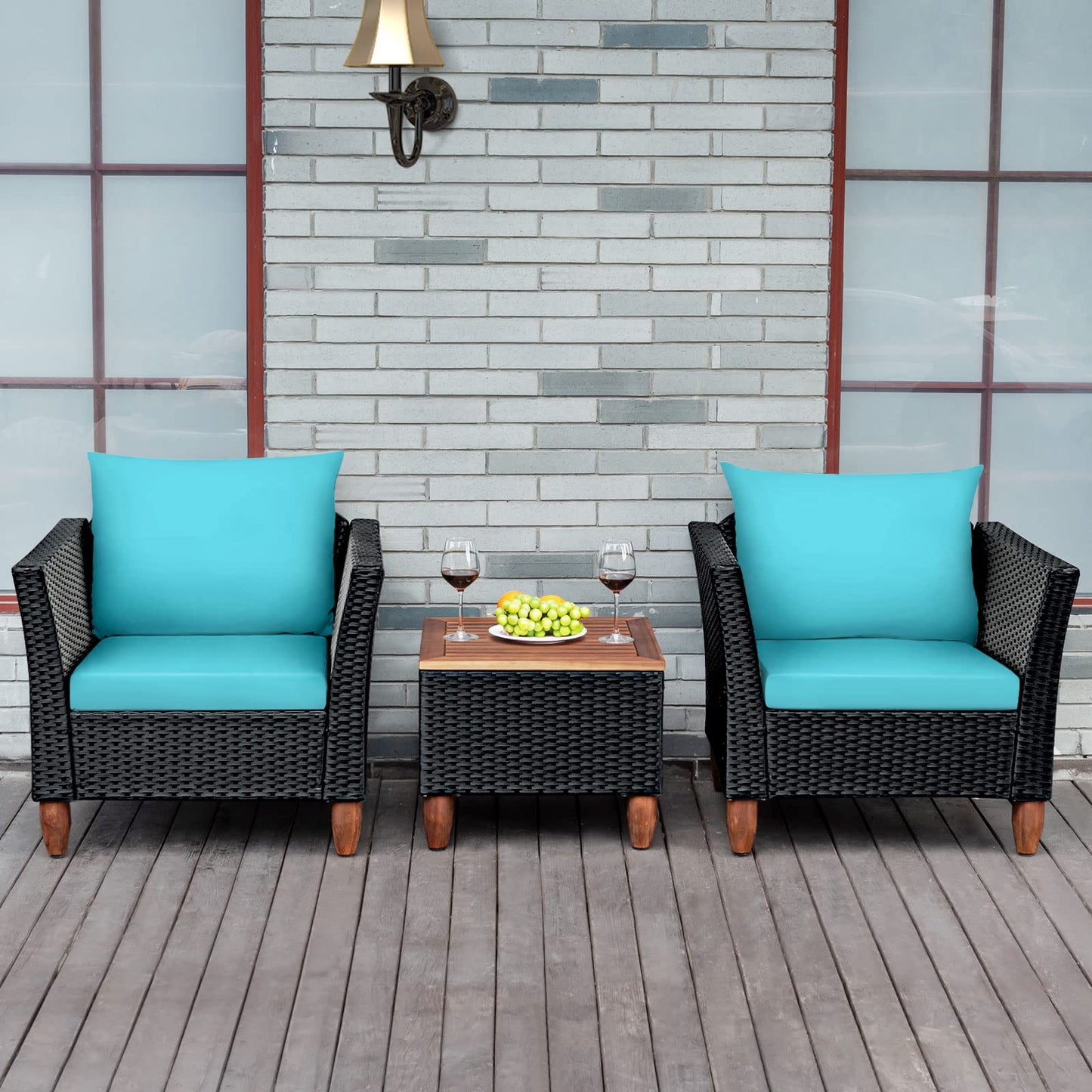 Tangkula 3 Piece Patio Furniture Set for Balcony Backyard Porch