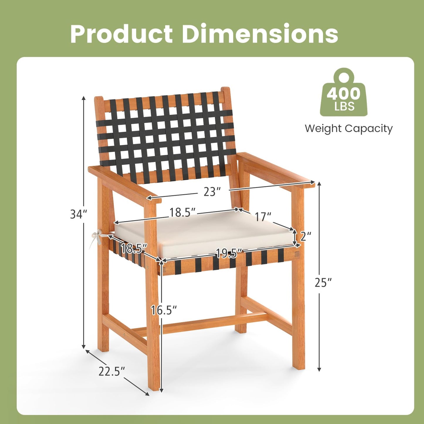 Tangkula Solid Acacia Wood Patio Chair Set of 2/4