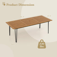 Tangkula 86.5-Inch Patio Dining Table, Indoor & Outdoor Dining Table w/Umbrella Hole for Patio Yard Deck, for 8 People