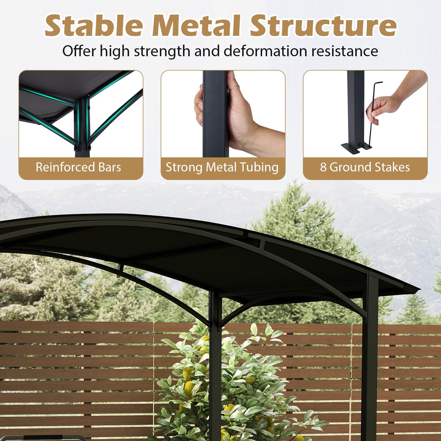 Tangkula 8 x 5 FT Grill Gazebo with 2 Metal Shelves
