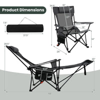 Tangkula Reclining Camping Chair with Removable Footrest