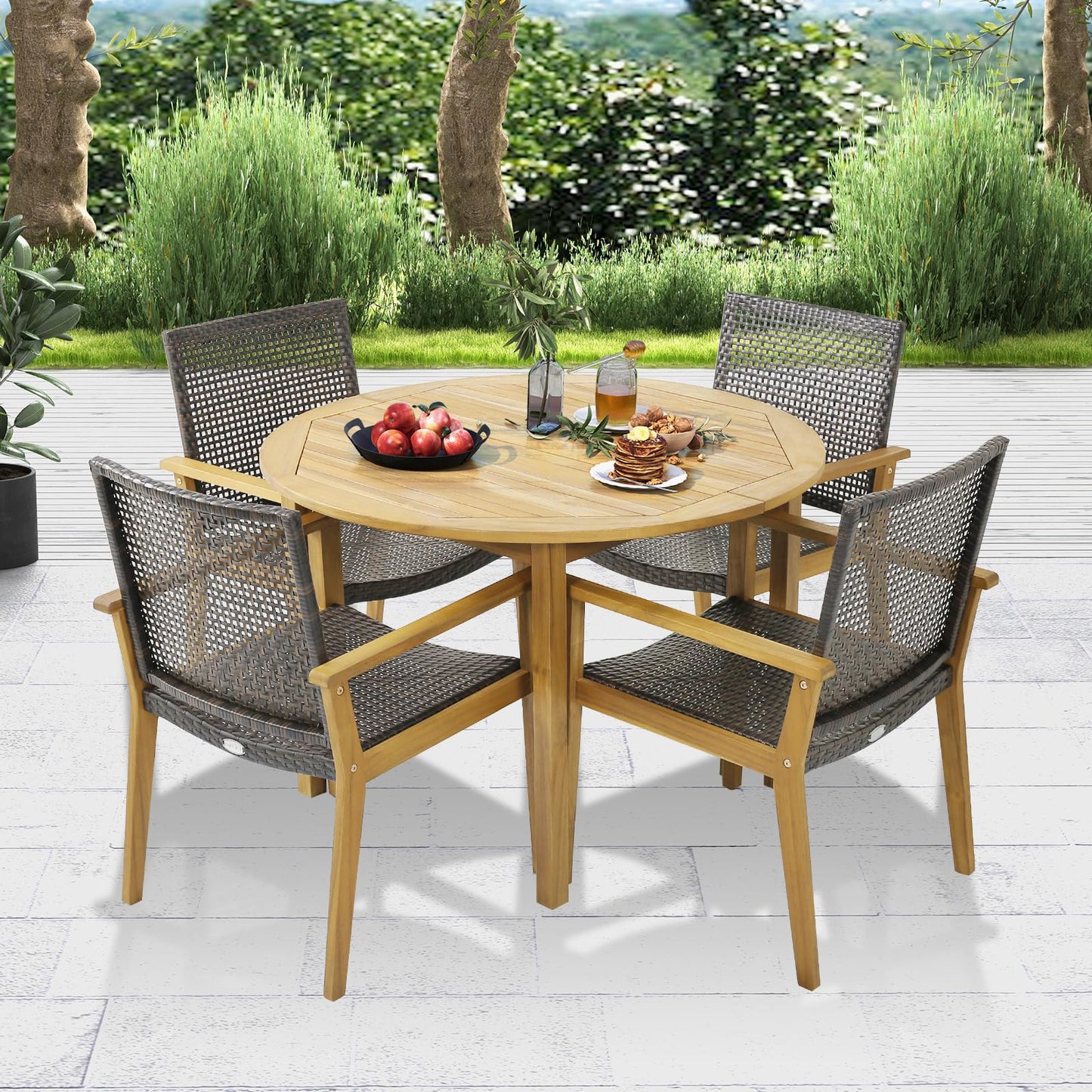Tangkula 5 Pieces Patio Dining Set( 44 Inch)