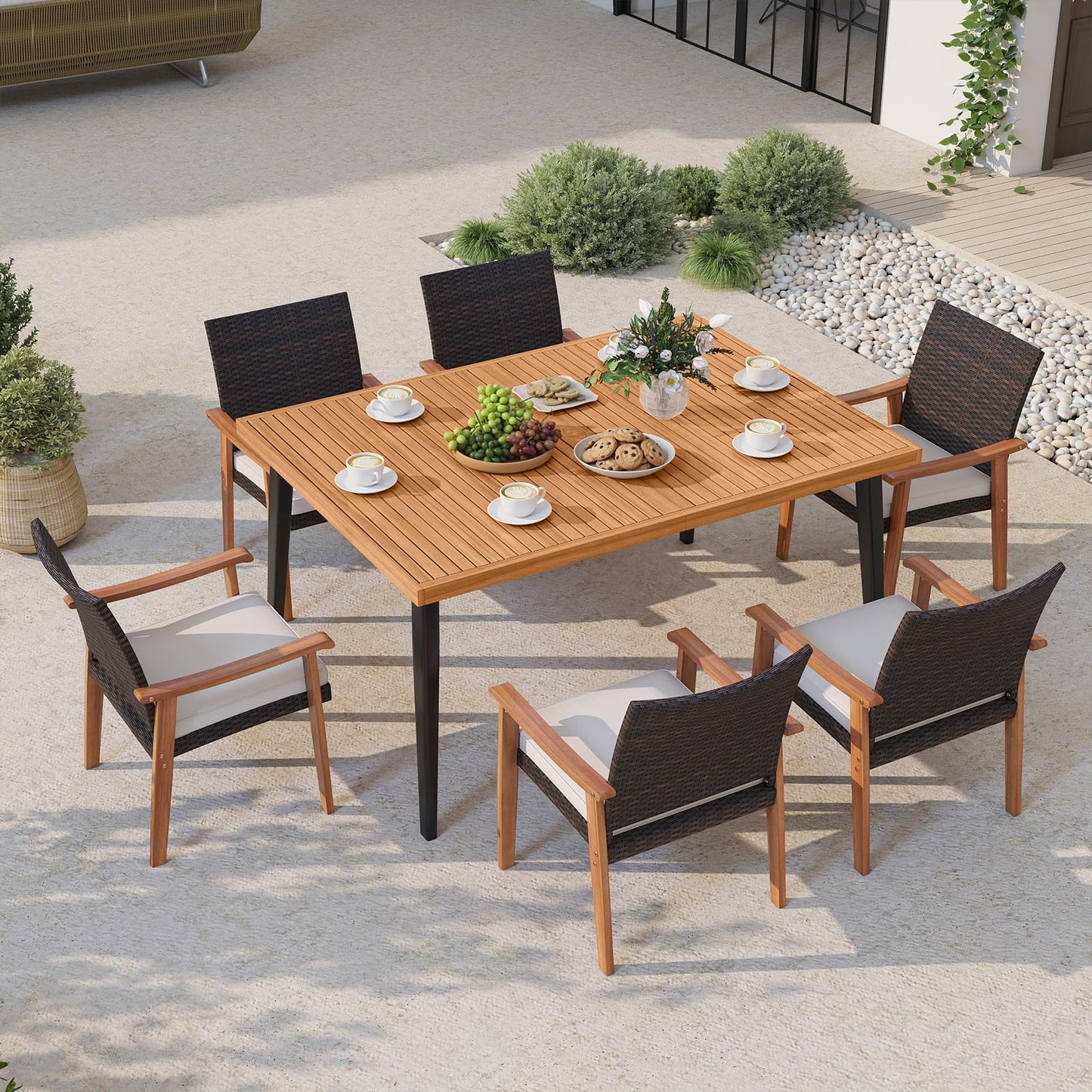 Tangkula 7 Pieces Patio Dining Table Set