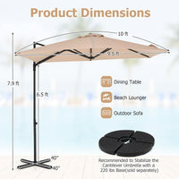 Tangkula 10 FT Patio Umbrella | Cantilever Offset Outdoor Umbrella with 360-Degree Rotation