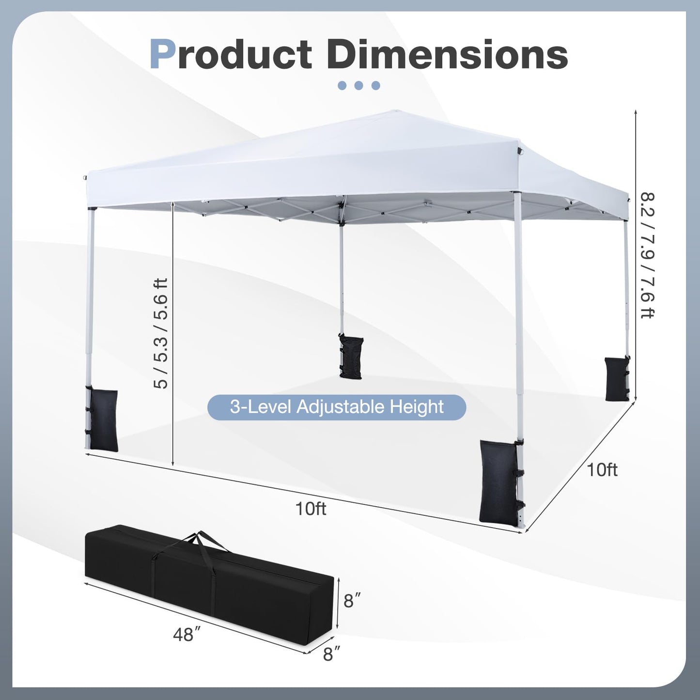 Tangkula 10x10 FT Pop Up Canopy with 4 Sandbags for Party Event Camping