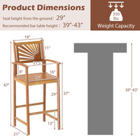Tangkula Set of 2/4 Outdoor Acacia Wood Bar Stools