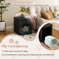 Tangkula Litter Box Enclosure with Flip Front Door & Raised Floor