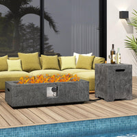 Tangkula 50,000 BTU Fire Pit Table Set, 42.5” Magnesium Oxide Propane Gas Fire Pit w/Hideaway Tank Holder, Protective Cover Included, Simple Ignition