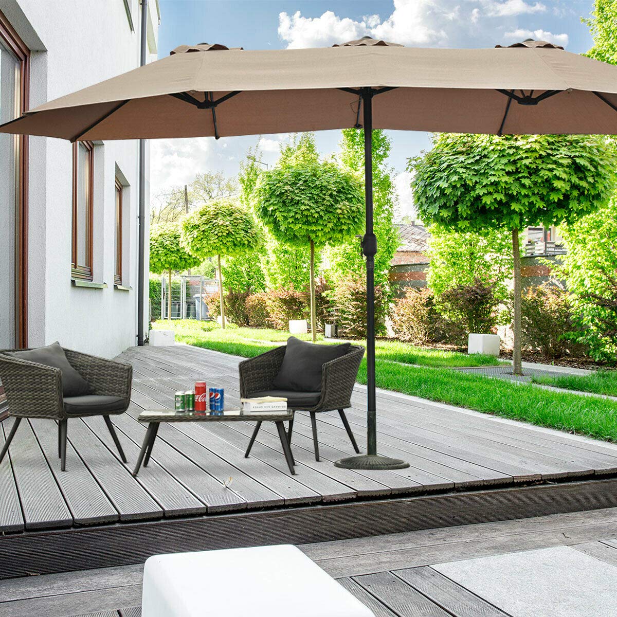 TANGKULA 15 Ft Patio Umbrella Double-Sided Steel