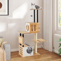 Tangkula Modern Cat Tree, Tall Multi-Level Cat Tower with Double Condos, Jumping Platforms