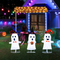 Tangkula Halloween Lighted 3 Pop up Ghosts with Gate