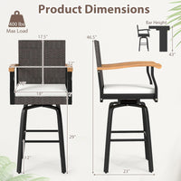 Tangkula Outdoor 360° Swivel Bar Stool for Backyard