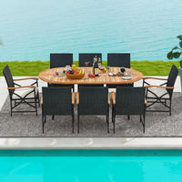 Tangkula 9 Pieces Patio Rattan Dining Set for Garden