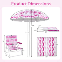 Tangkula 4 Pieces Beach Chair Set with Umbrella & Blanket