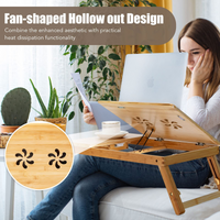 Tangkula 100% Bamboo Laptop Desk with Tilting Top & Drawer