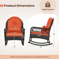 Tangkula Outdoor Wicker Rocking Chair w/Soft Cushions