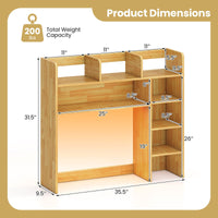 Tangkula Desktop Bookshelf with LED Lights & 8 Shelves for Max 25" Monitor
